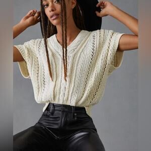 NWT   rag & bone Jolie Knit Chunky  Ivory Oversized Sweater Vest Women’s Size XL